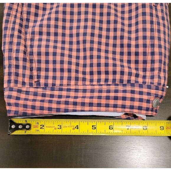 BONOBOS Board Shorts Men's 32x5 Pink Navy Blue Checked Gingham Lined Swim Trunks - Picture 8 of 10